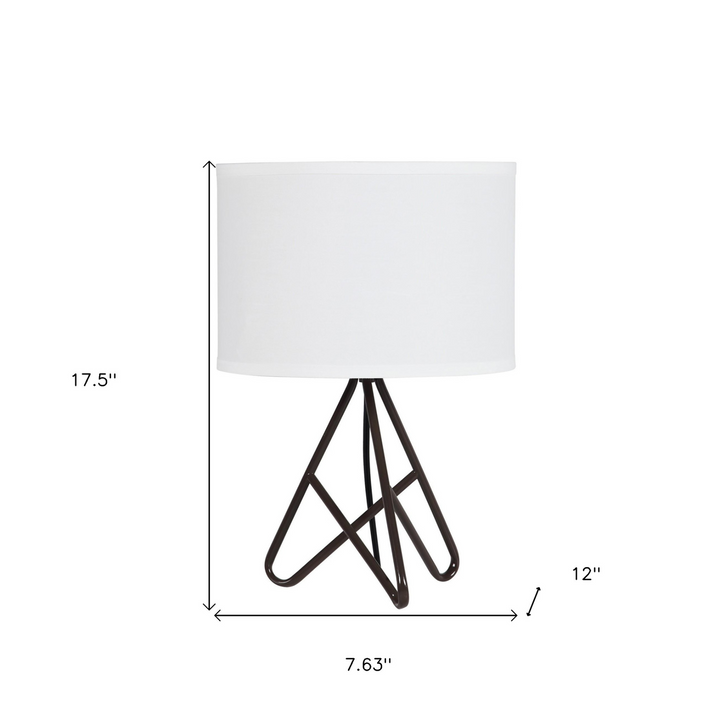 Boho Aesthetic Modern Mid Century Minimalist Brown Tripod Table Lamp With White Drum Shade | Biophilic Design Airbnb Decor Furniture 