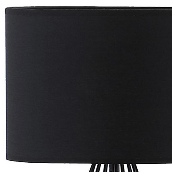 Boho Aesthetic Modern Mid Century Minimalist Asymmetric Black Cage Metal Table Lamp | Biophilic Design Airbnb Decor Furniture 