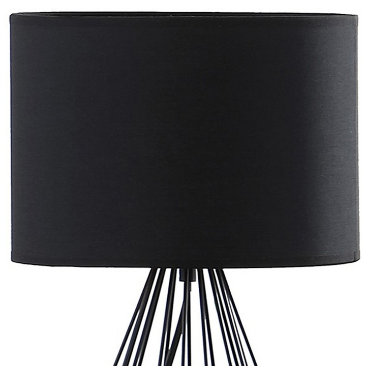 Boho Aesthetic Modern Mid Century Minimalist Asymmetric Black Cage Metal Table Lamp | Biophilic Design Airbnb Decor Furniture 