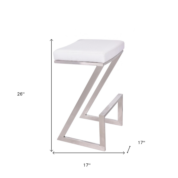 Boho Aesthetic Modern Minimalist Luxury Italian White Faux Leather and Stainless Backless Bar Stool" | Biophilic Design Airbnb Decor Furniture 