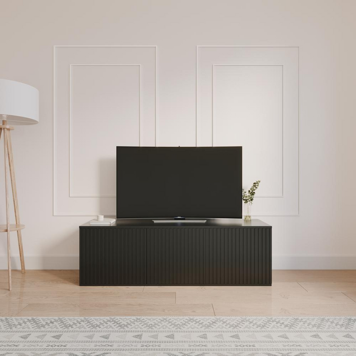 Boho Aesthetic Opulent Modern Minimalist Black 60 inch TV Stand | Biophilic Design Airbnb Decor Furniture 