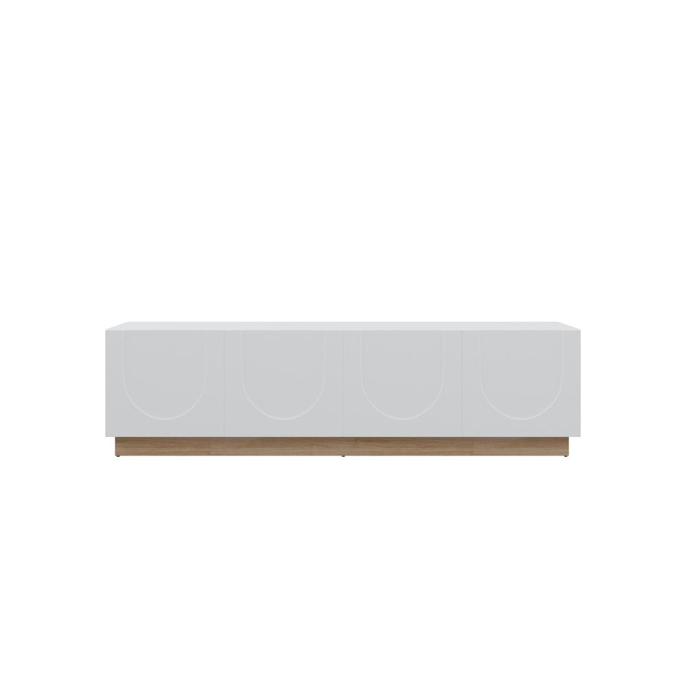 Boho Aesthetic Modern Aesthetic Minimalist Curved White TV-Stand | Biophilic Design Airbnb Decor Furniture 