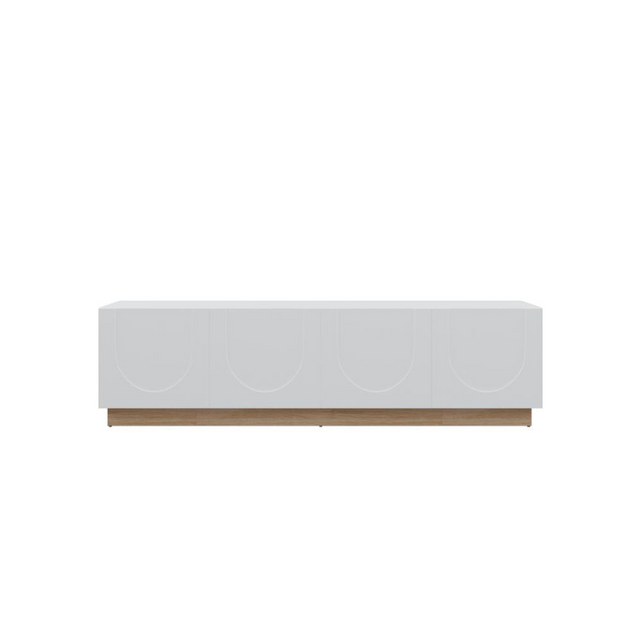 Boho Aesthetic Modern Aesthetic Minimalist Curved White TV-Stand | Biophilic Design Airbnb Decor Furniture 