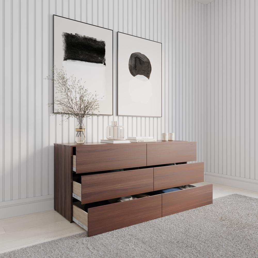 Boho Aesthetic Nexera James 6 Drawer Dresser | Biophilic Design Airbnb Decor Furniture 