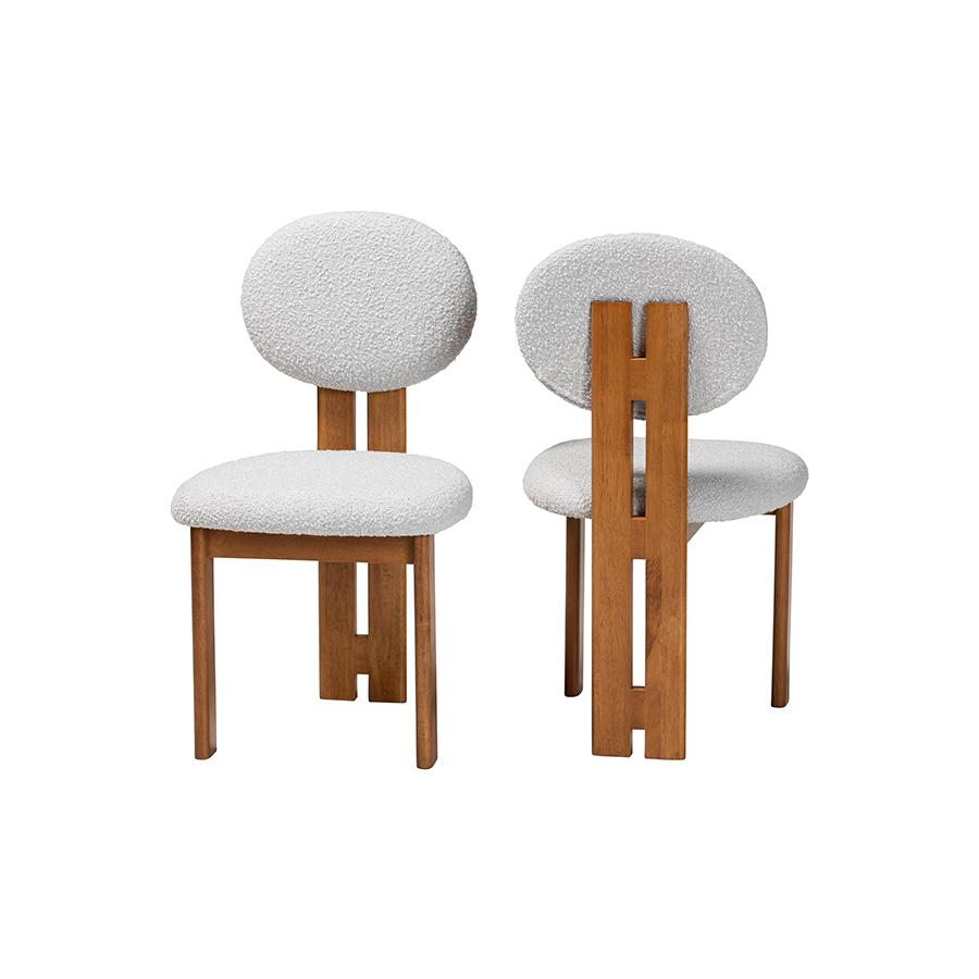 Boho Aesthetic Walnut Brown Finished Wood 2-Piece Dining Chair Set | Biophilic Design Airbnb Decor Furniture 
