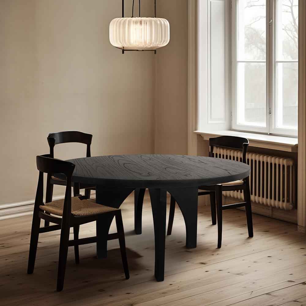 Elegant Round Dining Table - Chapel Hill Grayson Collection, Solid Wood, Seats 4, Black Finish - Mediterranean Italian Contemporary Home Decor Furniture