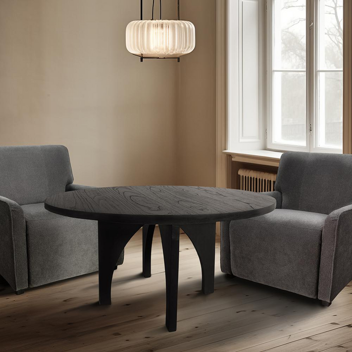 Elegant Round Dining Table - Chapel Hill Grayson Collection, Solid Wood, Seats 4, Black Finish - Mediterranean Italian Contemporary Home Decor Furniture