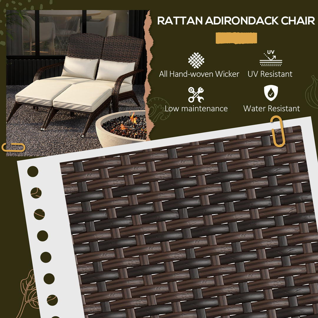 Buy farmhouse furniture Charlotte 2-Person Rattan Patio Chair | Farmhouse Adirondack Chair for Two with Ottomans - Modern Cottage Farmhouse Furniture