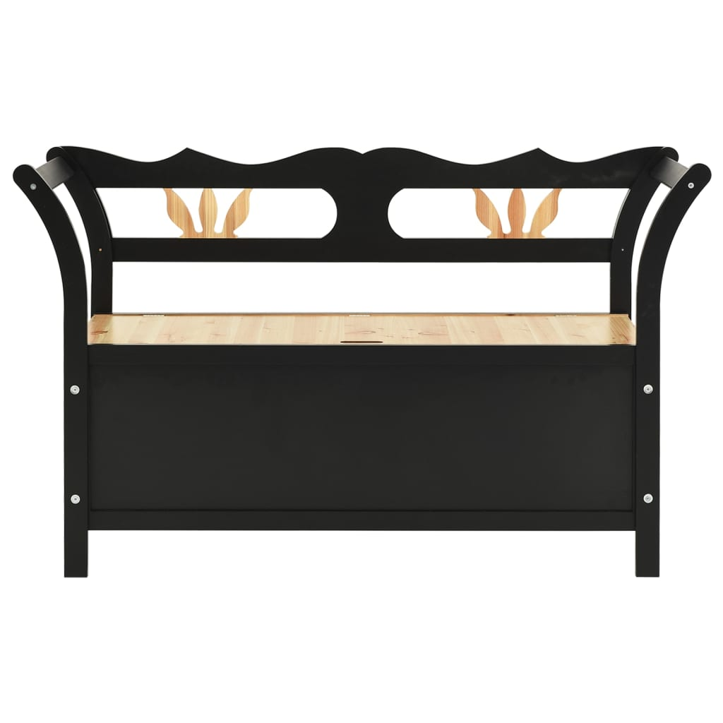 Boho Aesthetic Bench Black 42.1"x17.7"x29.7" Solid Wood Fir | Biophilic Design Airbnb Decor Furniture 