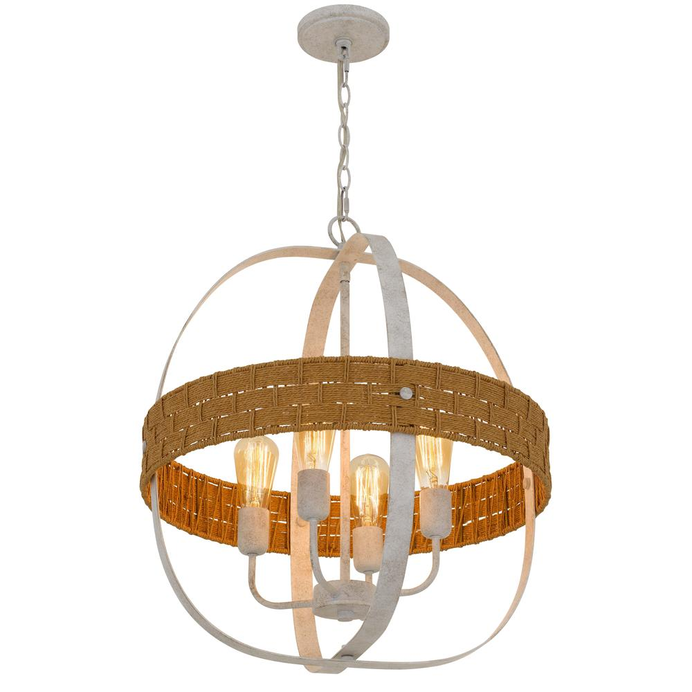 Boho Aesthetic 60W X 4 Barton Metal Chandelier With Rattan Design | Biophilic Design Airbnb Decor Furniture 