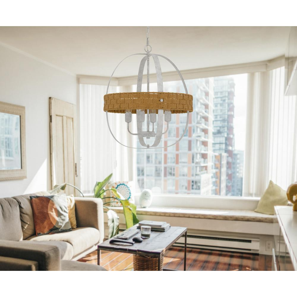 Boho Aesthetic 60W X 4 Barton Metal Chandelier With Rattan Design | Biophilic Design Airbnb Decor Furniture 