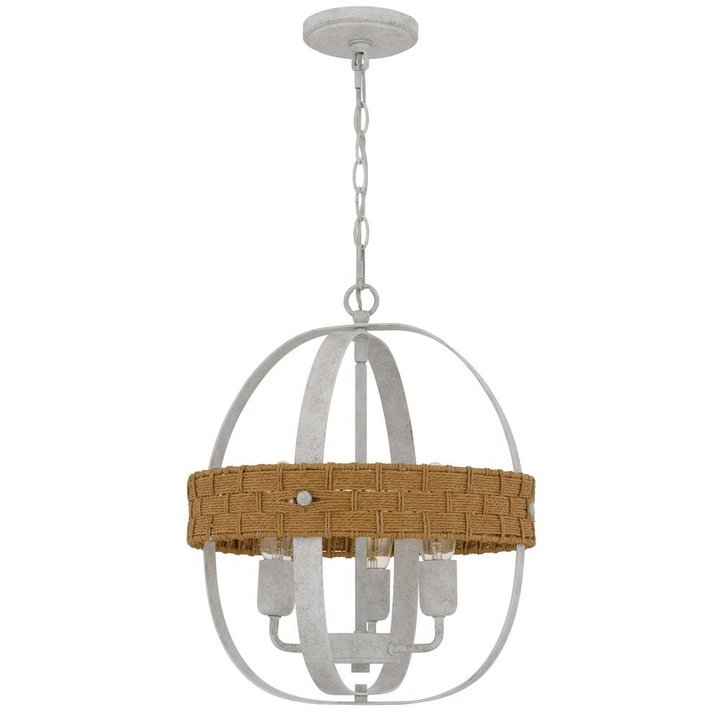 Boho Aesthetic 60W X 3 Barton Metal Chandelier With Rattan Design | Biophilic Design Airbnb Decor Furniture 