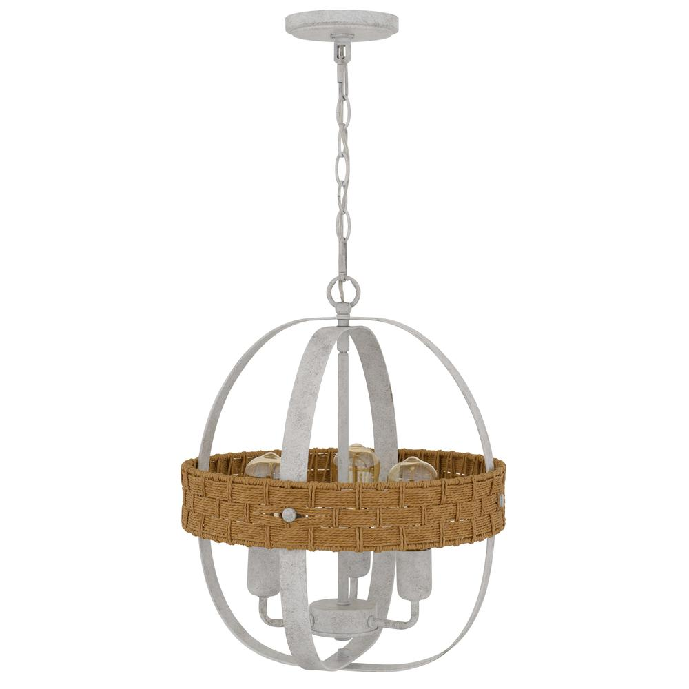 Boho Aesthetic 60W X 3 Barton Metal Chandelier With Rattan Design | Biophilic Design Airbnb Decor Furniture 