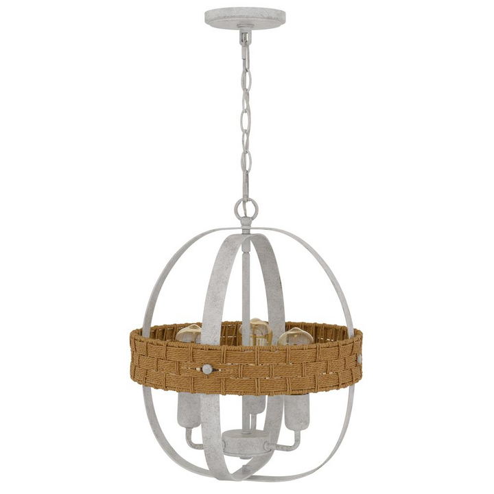 Boho Aesthetic 60W X 3 Barton Metal Chandelier With Rattan Design | Biophilic Design Airbnb Decor Furniture 