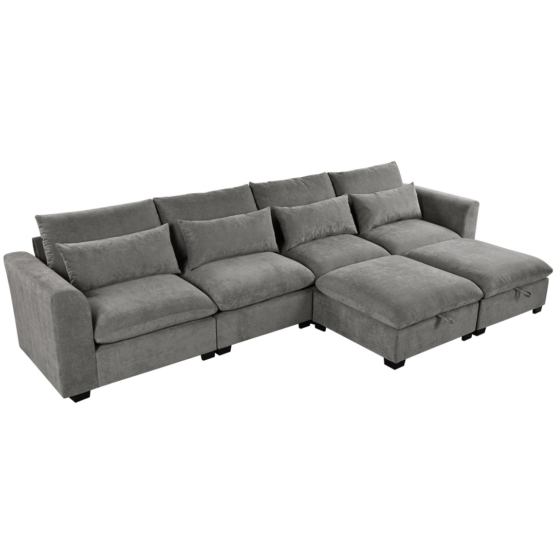 U-shaped Freely Transformable Modular Corner Sofa with Two Ottomans - Mediterranean Italian Contemporary Home Decor Furniture
