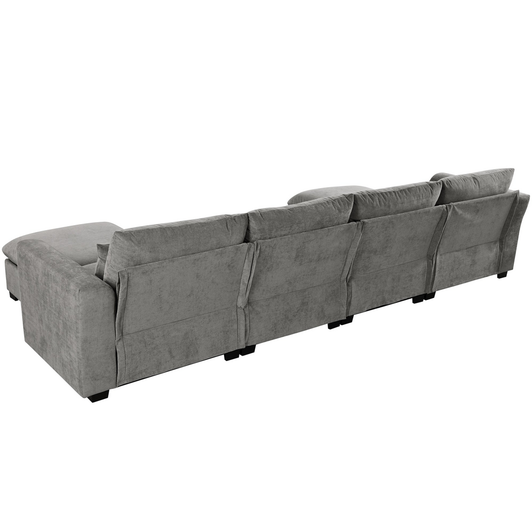 U-shaped Freely Transformable Modular Corner Sofa with Two Ottomans - Mediterranean Italian Contemporary Home Decor Furniture