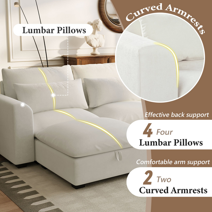 U-shaped Freely Transformable Modular Corner Sofa with Two Ottomans - Mediterranean Italian Contemporary Home Decor Furniture