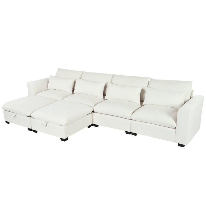 U-shaped Freely Transformable Modular Corner Sofa with Two Ottomans - Mediterranean Italian Contemporary Home Decor Furniture