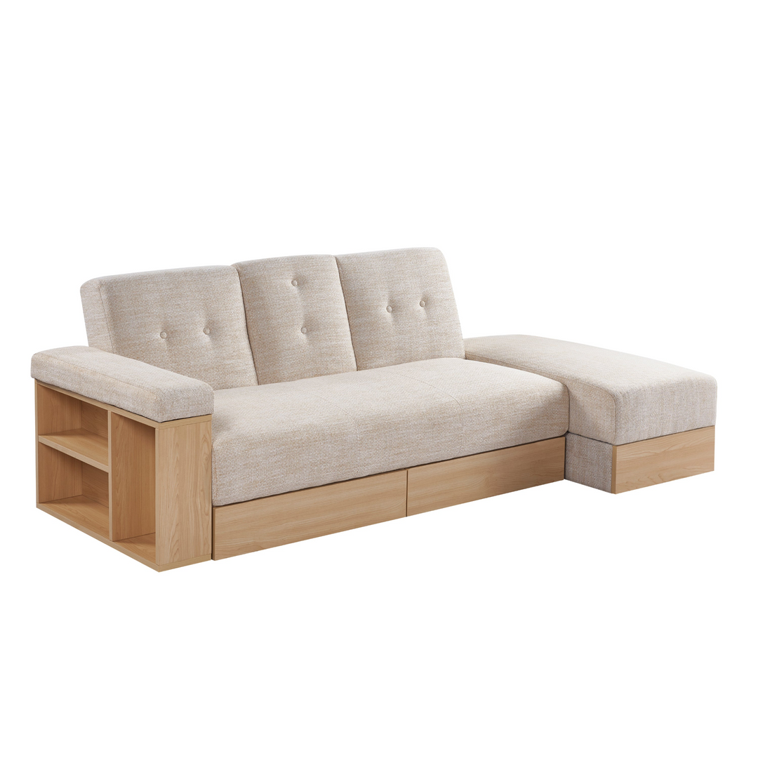 Boho Aesthetic Le Argenteuil | Multi-functional Beige Biophilic Design Sofa Couch | Biophilic Design Airbnb Decor Furniture 