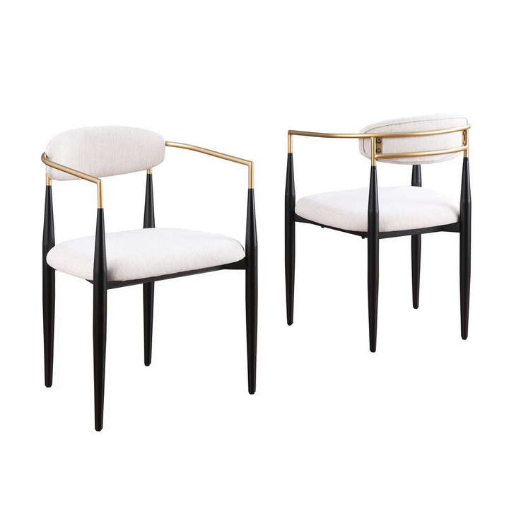 Boho Aesthetic Gottfrid Beige Linen Dining Chairs, Set of 2 | Biophilic Design Airbnb Decor Furniture 