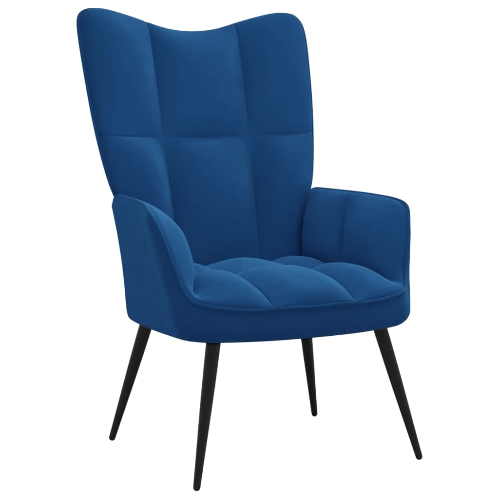 Boho Aesthetic Relaxing Chair Blue Velvet | Biophilic Design Airbnb Decor Furniture 