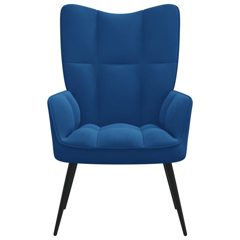 Boho Aesthetic Relaxing Chair Blue Velvet | Biophilic Design Airbnb Decor Furniture 