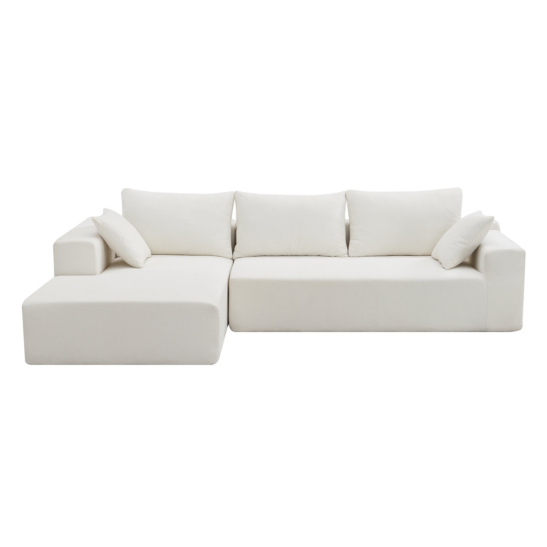 Boho Aesthetic La Amiens | Modular White Sectional Living Room Sofa Set, Modern Minimalist Style Couch, Upholstered Sleeper Sofa for Living Room, Bedroom | Biophilic Design Airbnb Decor Furniture 