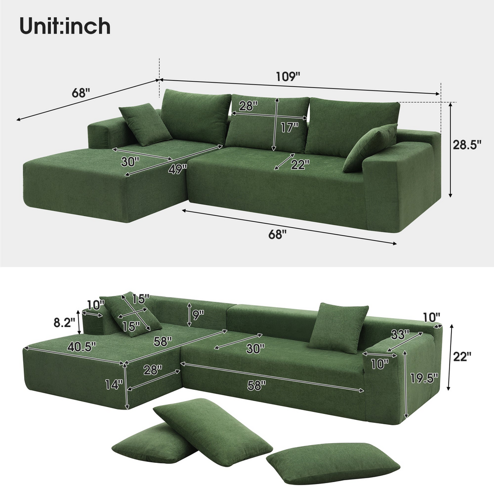 Boho Aesthetic Le Reims | Modular Sectional Living Room Sofa Set, Modern Minimalist Style Couch, Upholstered Sleeper Sofa | Biophilic Design Airbnb Decor Furniture 