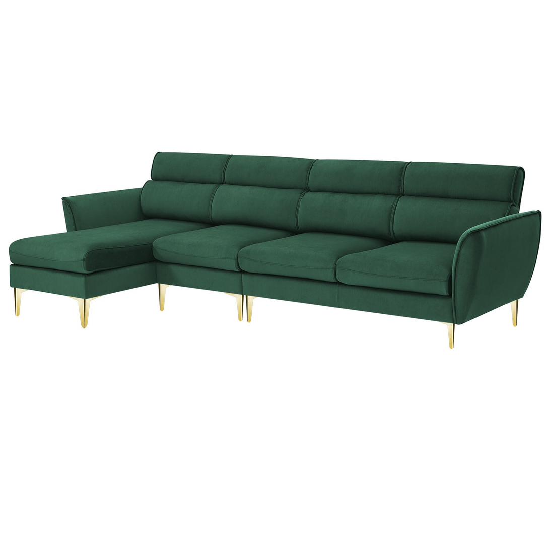 Boho Aesthetic Green Emerald Convertible Sectional Sofa Couch , Flannel L Shape Furniture Couch with Chaise Left/Right Handed Chaise | Biophilic Design Airbnb Decor Furniture 