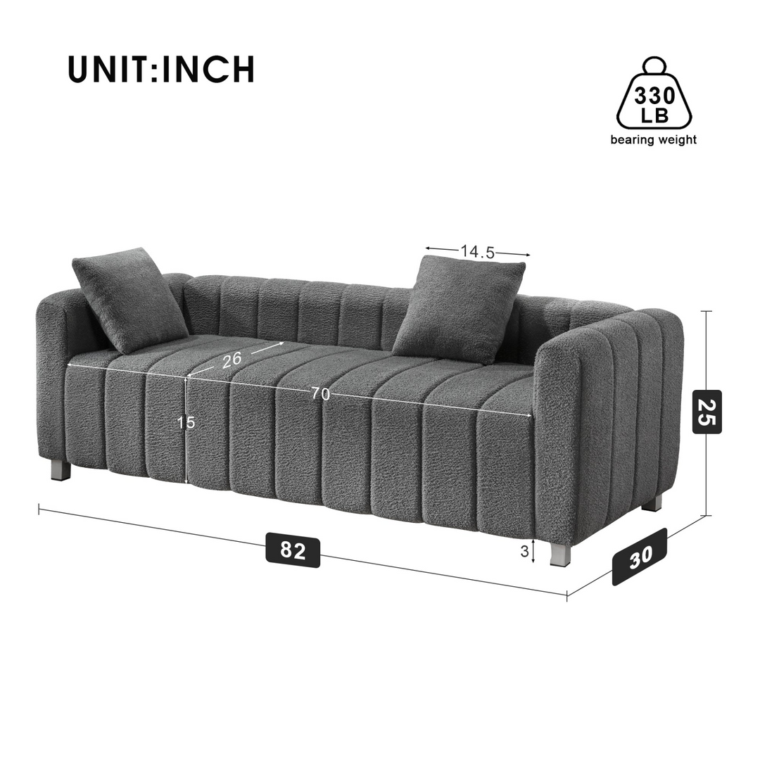 Boho Aesthetic Modern Teddy Velvet Sofa,2-3 Seat Mid Century Indoor Couch, Exquisite Upholstered Loveseat | Biophilic Design Airbnb Decor Furniture 