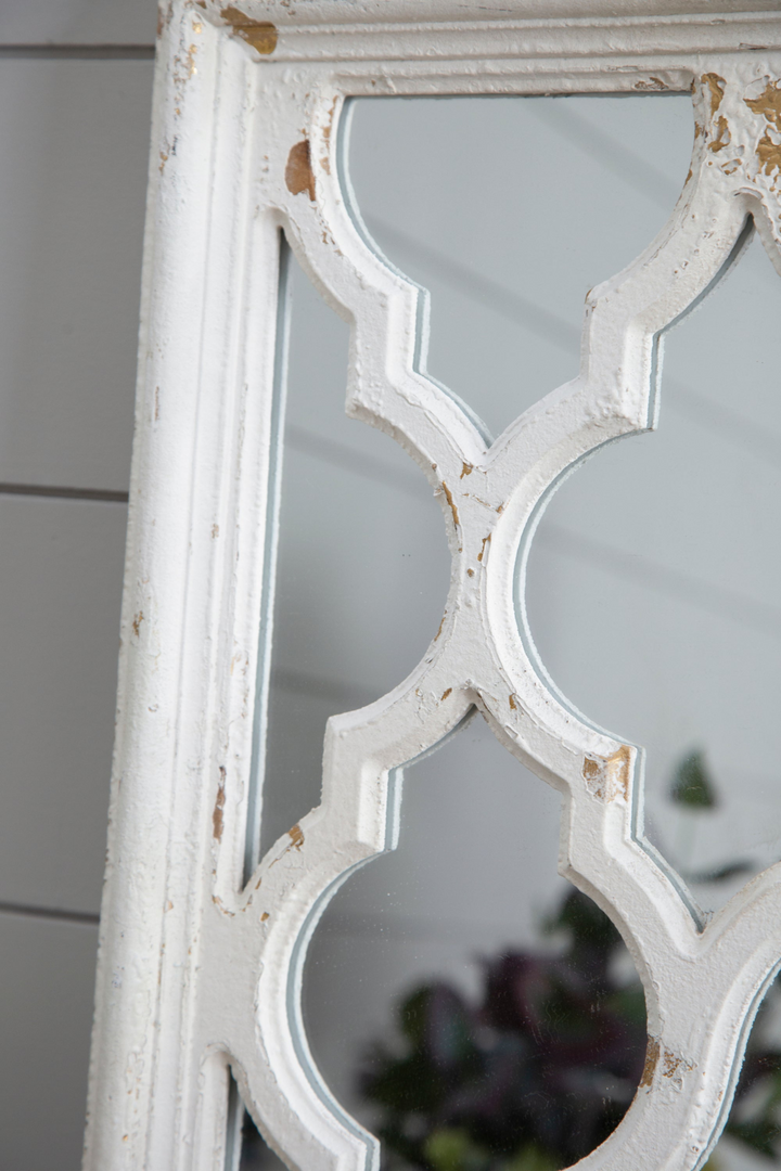 Boho Aesthetic Elegant Distressed White Full Body Floor Mirror, Full Body Mirror for Bathroom Bedroom Living Room | Biophilic Design Airbnb Decor Furniture 