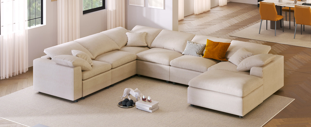 Boho Aesthetic Oversized Modern Luxury Modular Sectional Sofa | Biophilic Design Airbnb Decor Furniture 