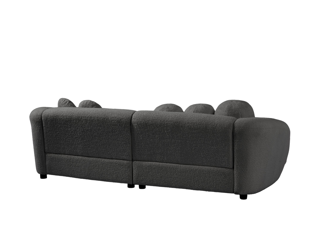 Boho Aesthetic Black Modern Upholstered Couch Curved Sofa | Biophilic Design Airbnb Decor Furniture 