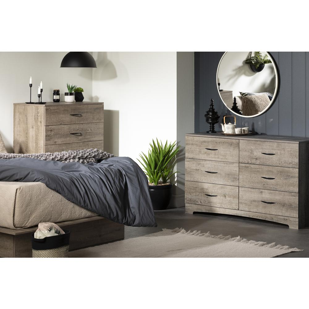 Boho Aesthetic Step One 6-Drawer Double Dresser, Weathered Oak | Biophilic Design Airbnb Decor Furniture 