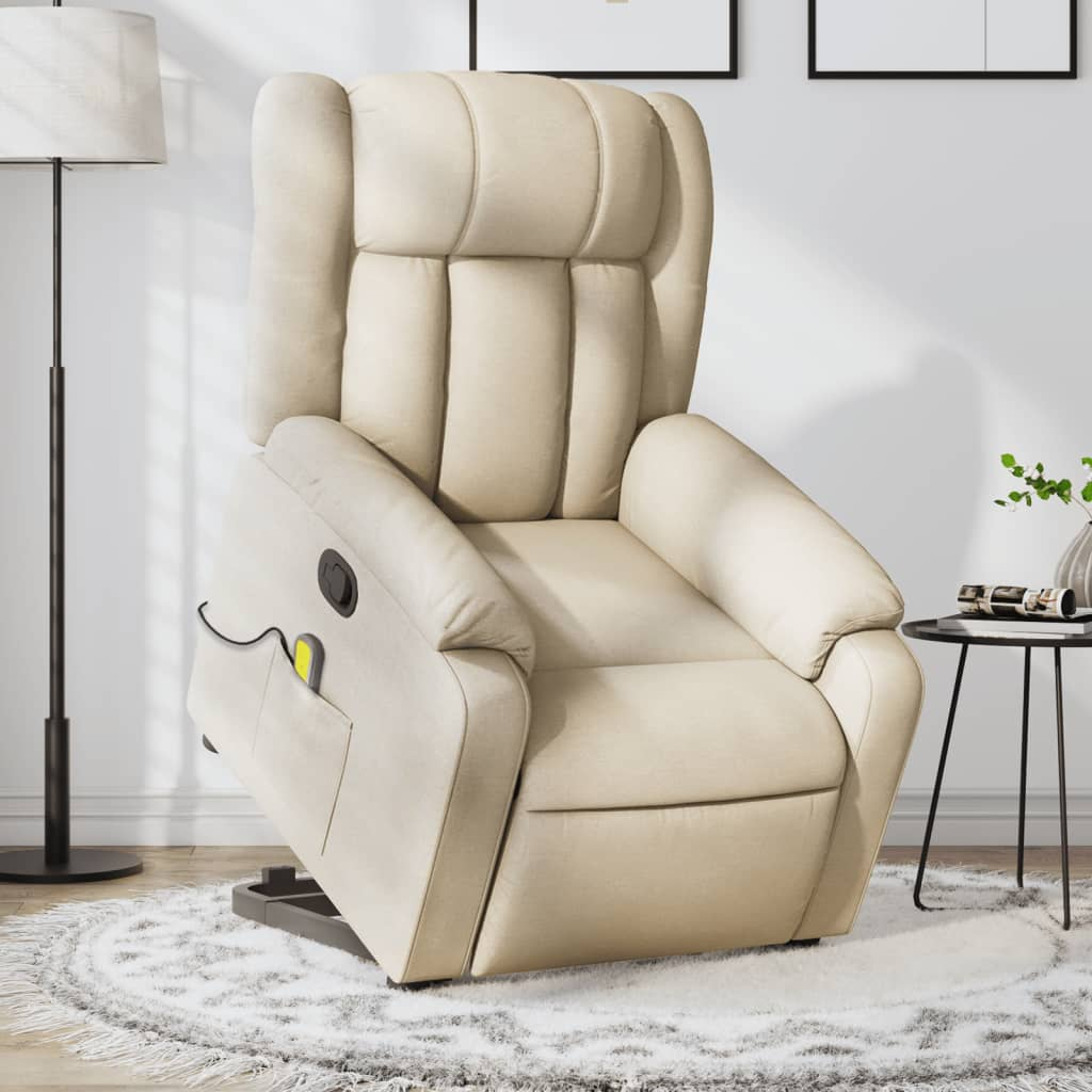 Boho Aesthetic Modern Massage Recliner Chair Cream Fabric | Biophilic Design Airbnb Decor Furniture 