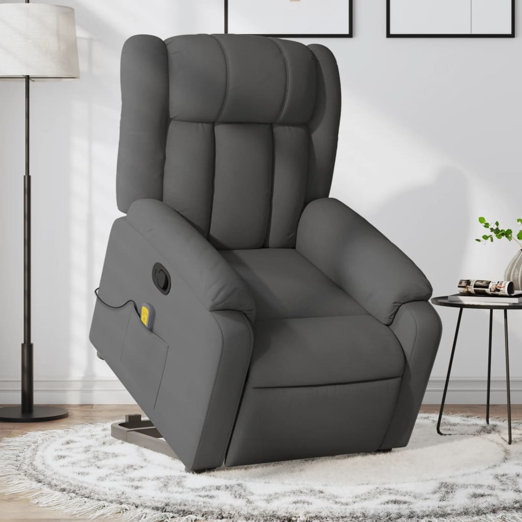 Boho Aesthetic Stand up Massage Recliner Chair Dark Gray Fabric | Biophilic Design Airbnb Decor Furniture 