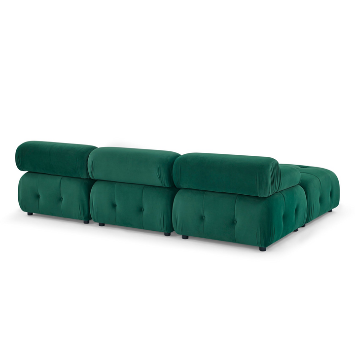Boho Aesthetic Clermont-Ferrand | Green Modular Modern Luxury Button Tufted L Shaped Couch Sectional Sofa, with Reversible Ottoman | Biophilic Design Airbnb Decor Furniture 