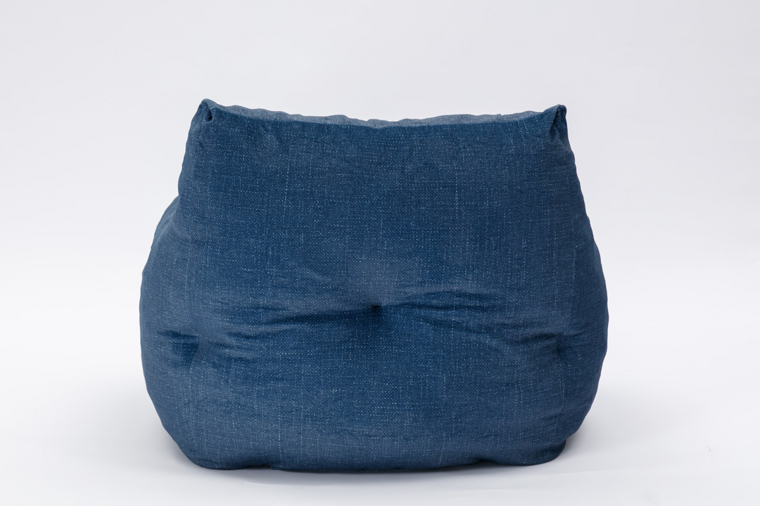 Boho Aesthetic Soft Cotton Linen Fabric Bean Bag Chair Filled With Memory Sponge,Blue | Biophilic Design Airbnb Decor Furniture 