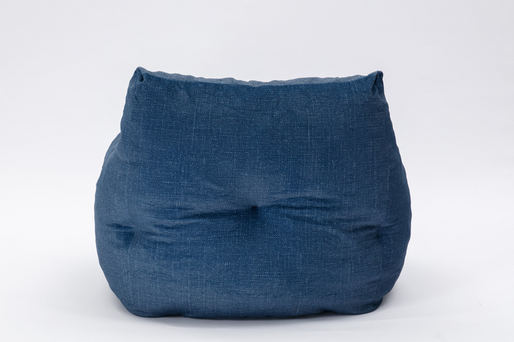 Boho Aesthetic Soft Cotton Linen Fabric Bean Bag Chair Filled With Memory Sponge,Blue | Biophilic Design Airbnb Decor Furniture 