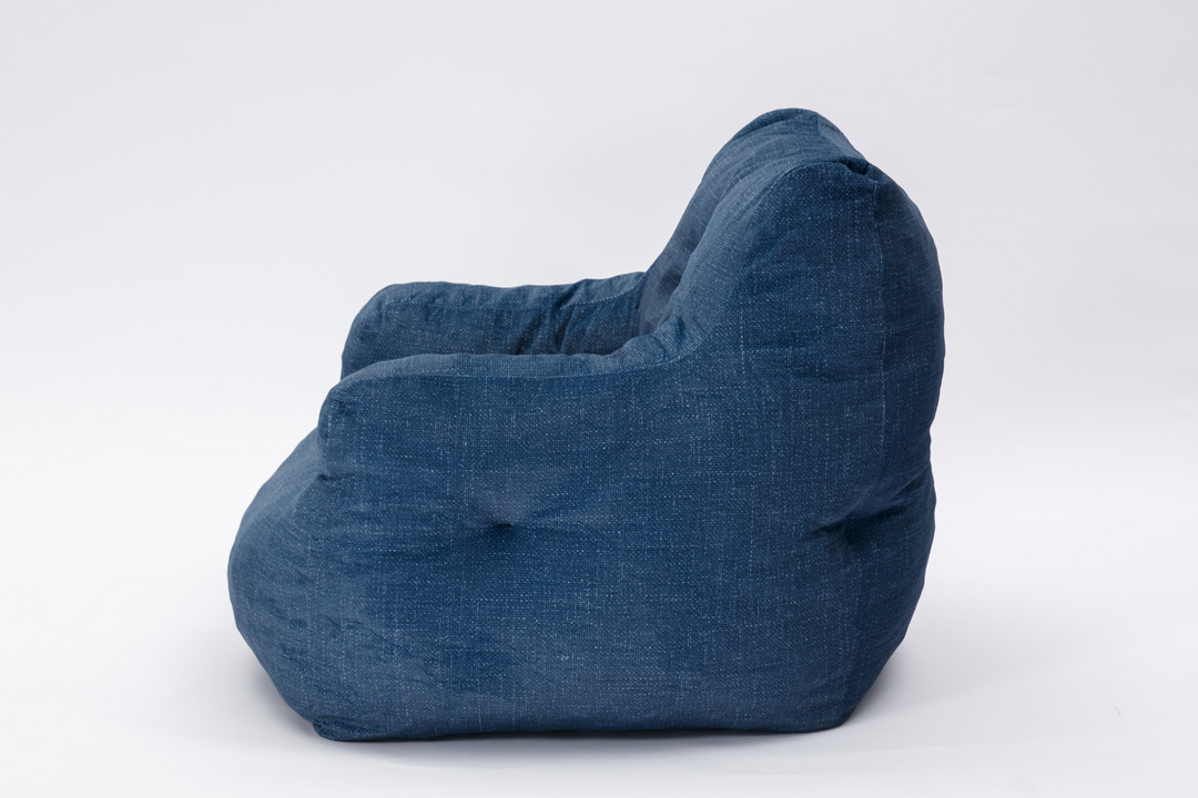 Boho Aesthetic Soft Cotton Linen Fabric Bean Bag Chair Filled With Memory Sponge,Blue | Biophilic Design Airbnb Decor Furniture 