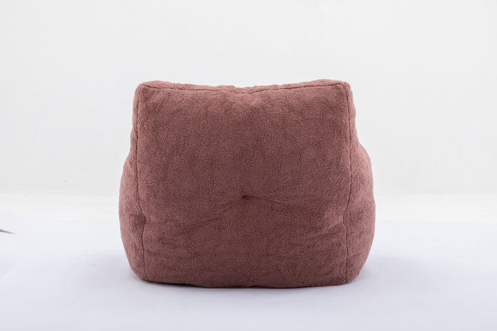 Boho Aesthetic Soft Tufted Foam Bean Bag Chair With Teddy Fabric Bean Paste Red | Biophilic Design Airbnb Decor Furniture 