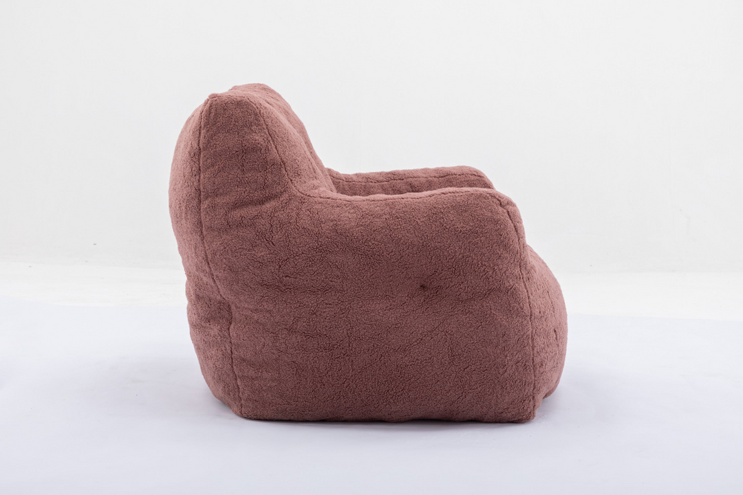 Boho Aesthetic Soft Tufted Foam Bean Bag Chair With Teddy Fabric Bean Paste Red | Biophilic Design Airbnb Decor Furniture 