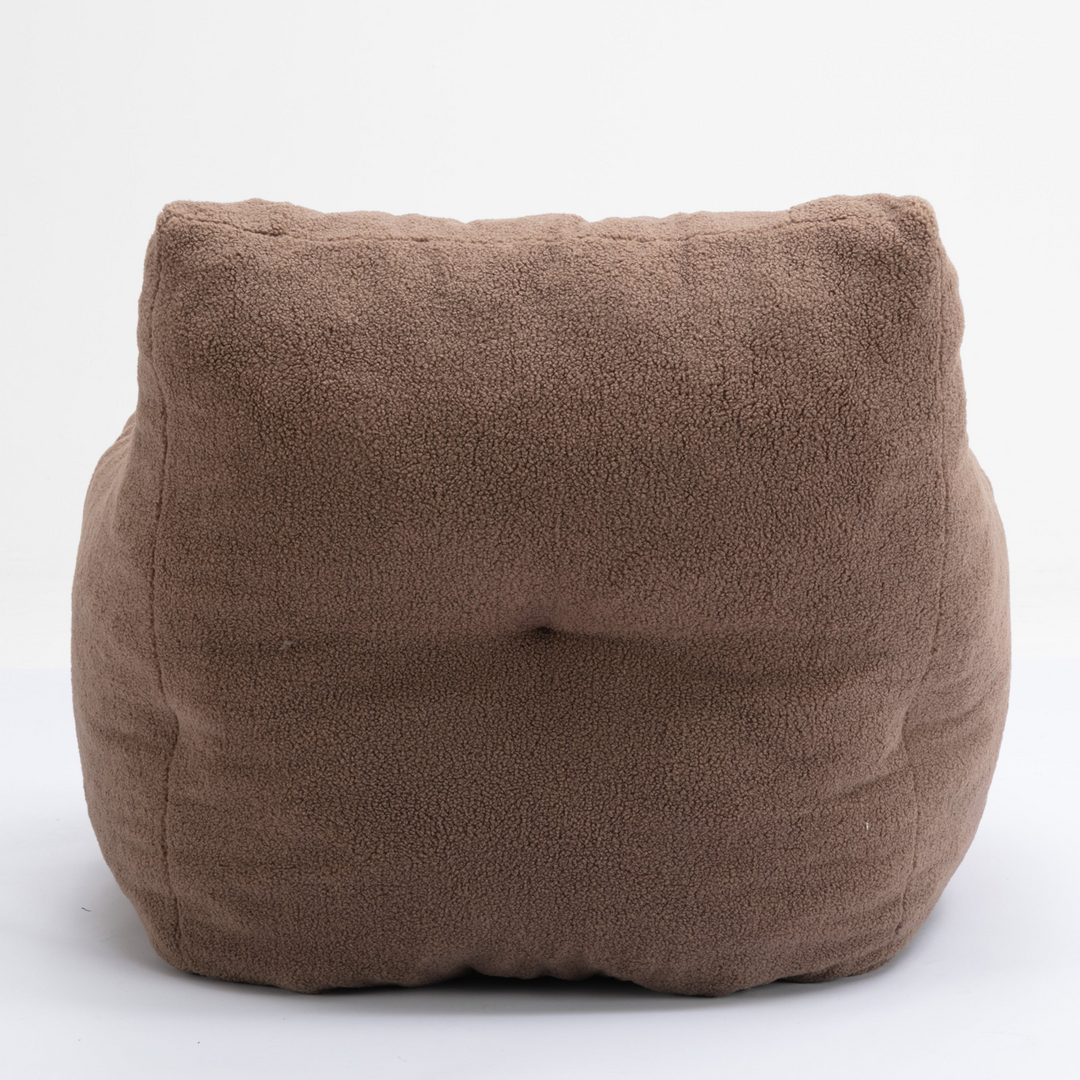 Boho Aesthetic Soft Tufted Foam Bean Bag Chair With Teddy Fabric Coffee Brown | Biophilic Design Airbnb Decor Furniture 