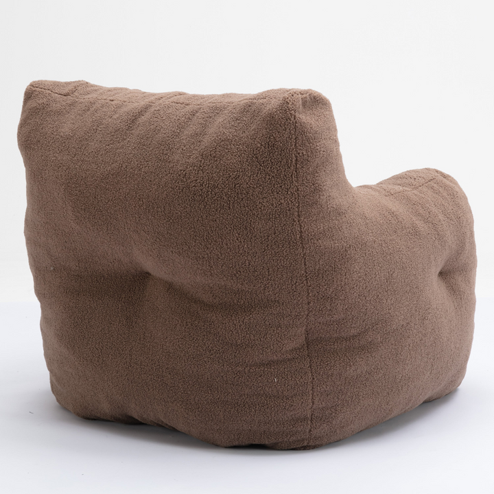 Boho Aesthetic Soft Tufted Foam Bean Bag Chair With Teddy Fabric Coffee Brown | Biophilic Design Airbnb Decor Furniture 