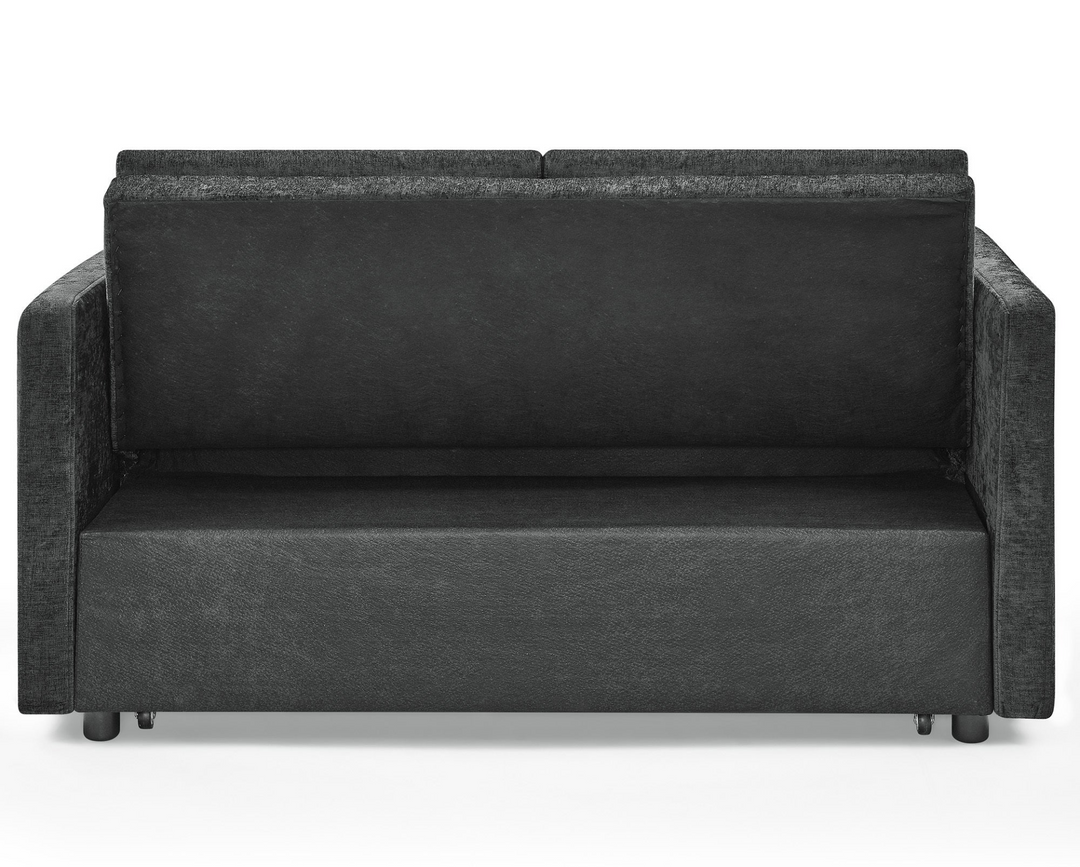 Boho Aesthetic Loveseats Sofa Bed with Pull-out Bed,Adjsutable Back and Two Arm Pocket,Black (54.5"x33"x31.5") | Biophilic Design Airbnb Decor Furniture 