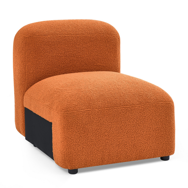 Boho Aesthetic Le Clermont L-Shape Orange Modular Boucle Fabric Sofa Sectional | Biophilic Design Airbnb Decor Furniture 