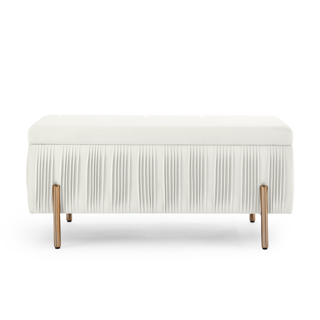 Boho Aesthetic Elegant Boho Upholstered Velvet Storage Bench Ottoman with Cedar Wood Veneer | Biophilic Design Airbnb Decor Furniture 