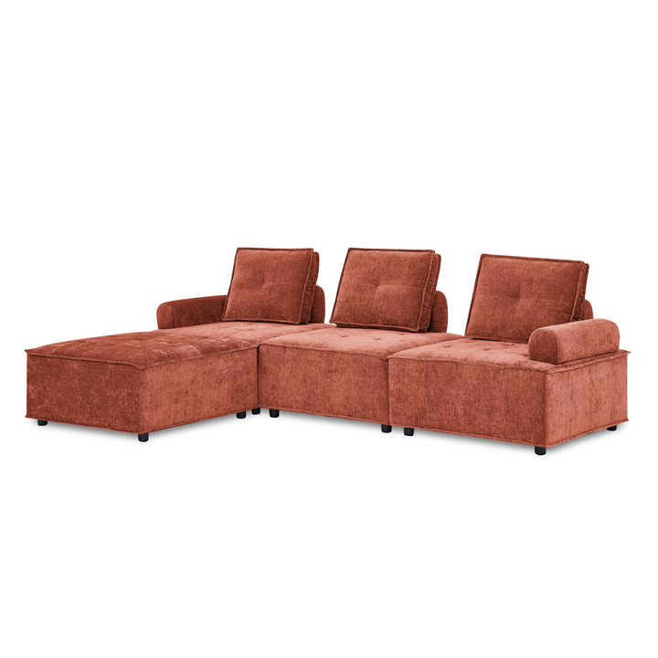 Boho Aesthetic L-Shape Modular Sectional Sofa, DIY Combination, Chenille | Biophilic Design Airbnb Decor Furniture 