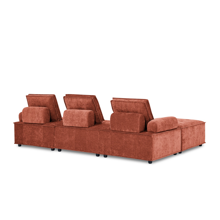 Boho Aesthetic L-Shape Modular Sectional Sofa, DIY Combination, Chenille | Biophilic Design Airbnb Decor Furniture 