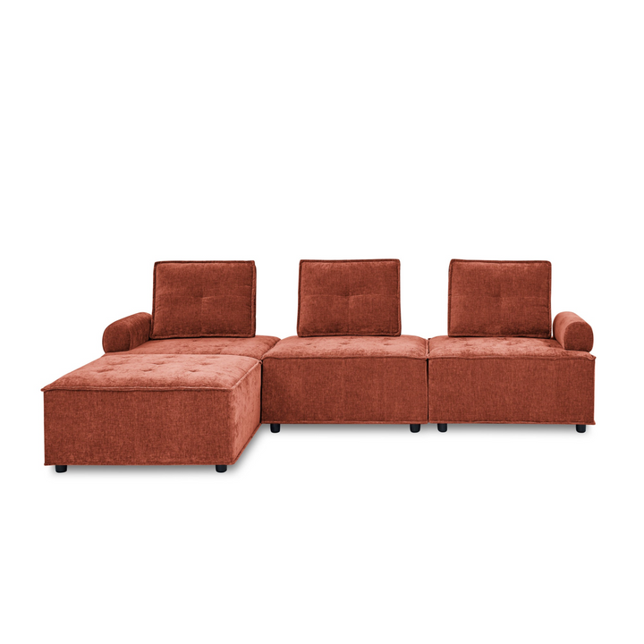 Boho Aesthetic L-Shape Modular Sectional Sofa, DIY Combination, Chenille | Biophilic Design Airbnb Decor Furniture 